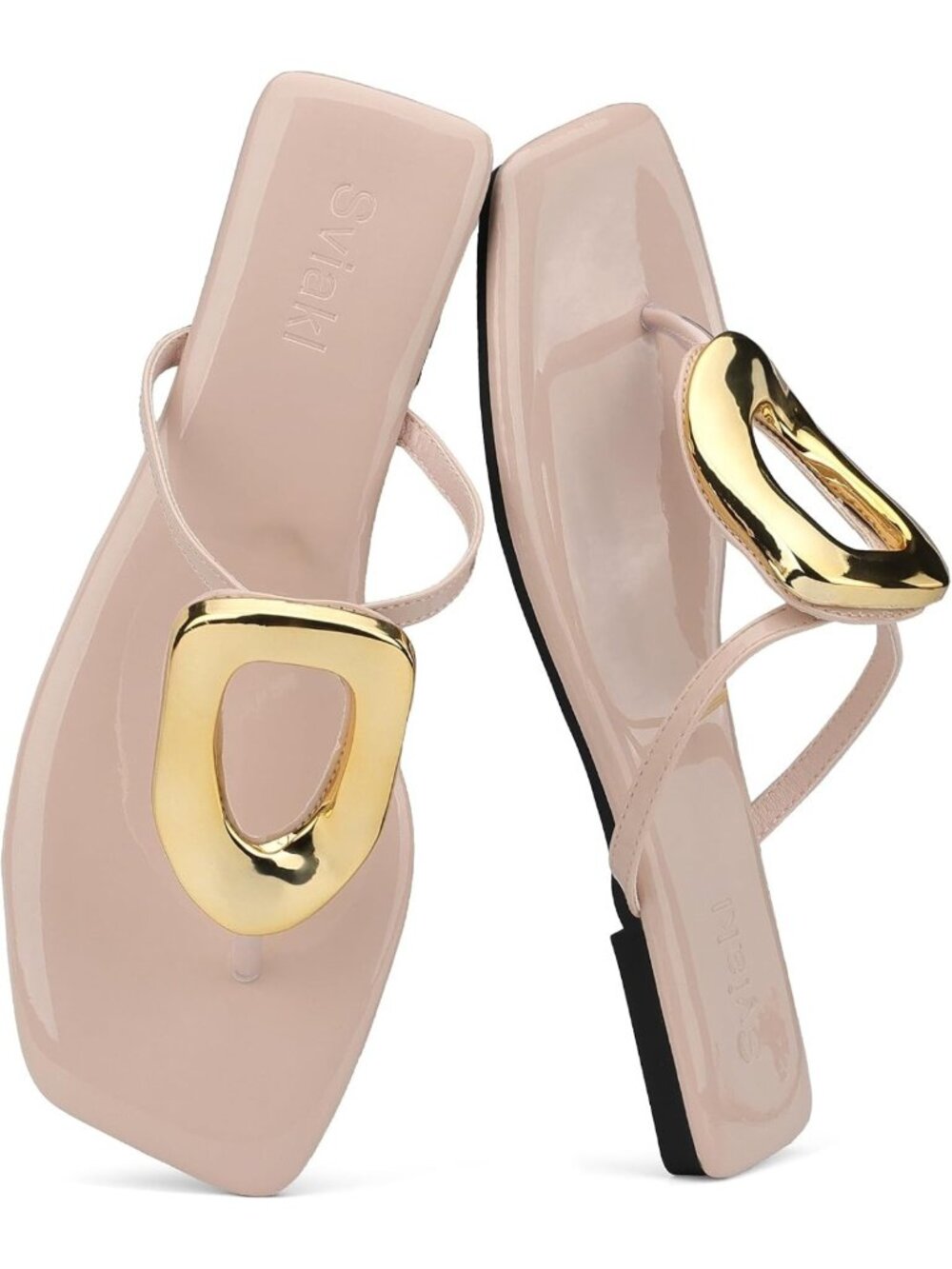 Stylish Women's Flat Sandals - Comfortable Summer Flip Flops with Metal Accents